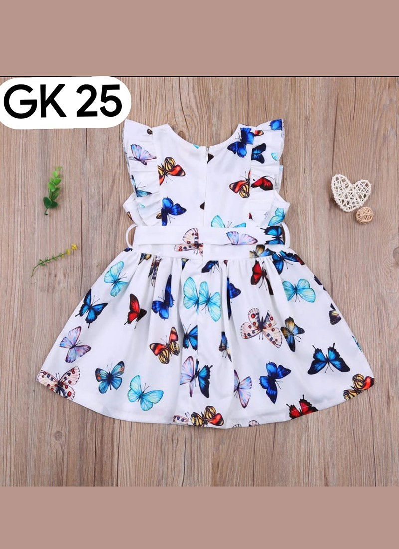 White Colour GURUKRUPA Girls Fancy Wear Stylish Kids Colllection GK-25